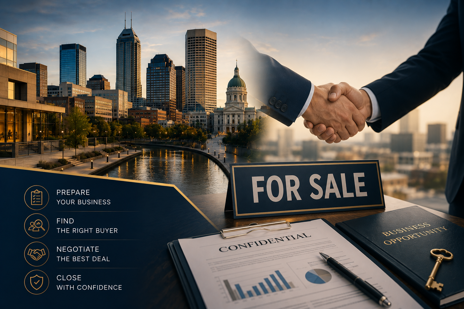 Business deal at sunset in Indianapolis